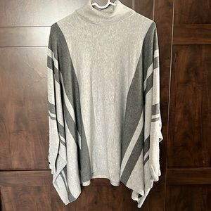 Gray turtleneck poncho sweater